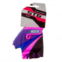 Перчатки STG  Х87909-ХC  летние  с защитной прокладкой,застежка на липучке фиолетовые/чёрные/розовые