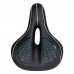 Седло велосипедное гелевое комфортное COMIRON BERLIN FITNESS C014 270X195, Технологии: ED, Эластомер, GEL, Верх: PU с принтом, Чёрный+Синий /уп 20/