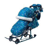 Санки коляска комбинированная Ника детям «НД 7-8SK/S»  синий спортивный принт