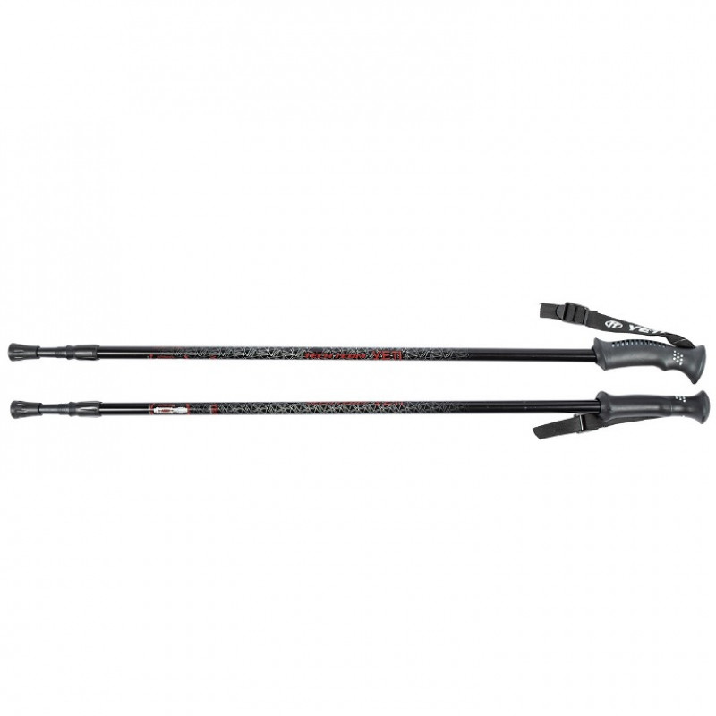 Палки  Yeti Black, треккинговые 115-135см 2-х секционные,диаметр 16/14мм, ручка пластмассовая , al6061, система antishock 1/30