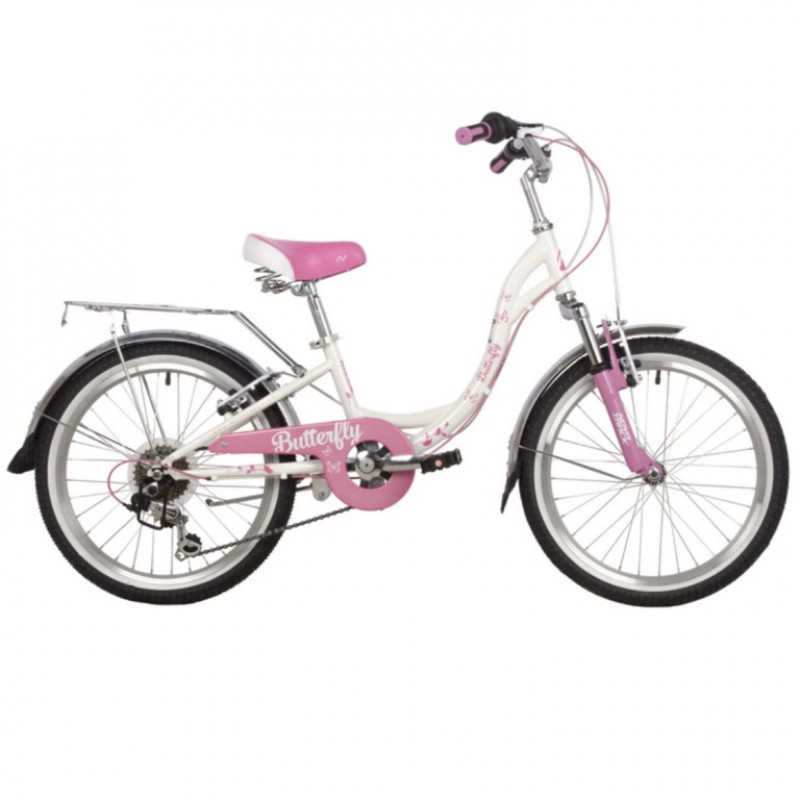 Велосипед 20 Novatrack SH6V.BUTTERFLY.PN22  бело-розовый